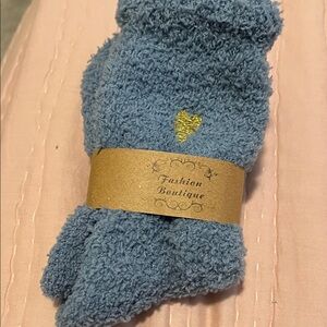Blue Cozy Socks with Gold Heart